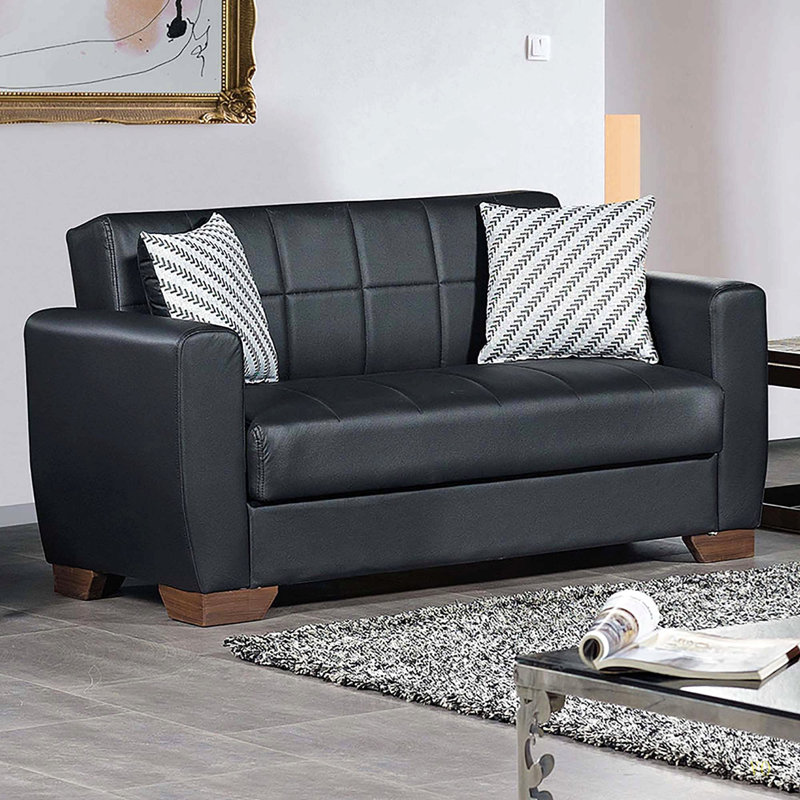 Causeuse convertible avec rangement Loveseat Sofa Collection, Noir