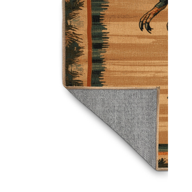 Tapis brun dinosaures lavable à la machine, Carré 7 pi