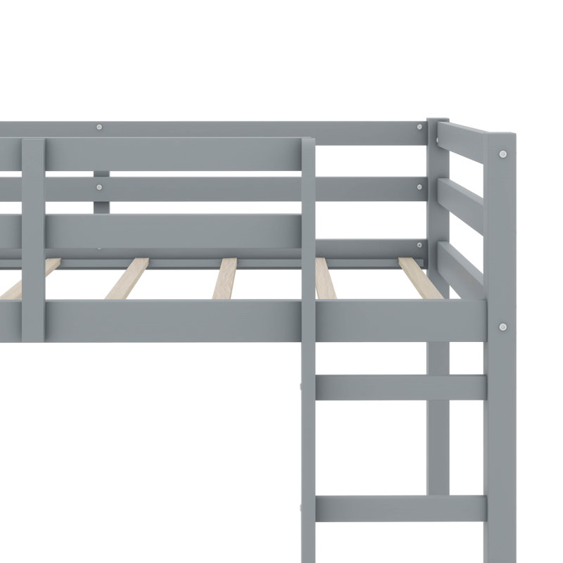 Lit mezzanine simple surélevé avec échelle, gris