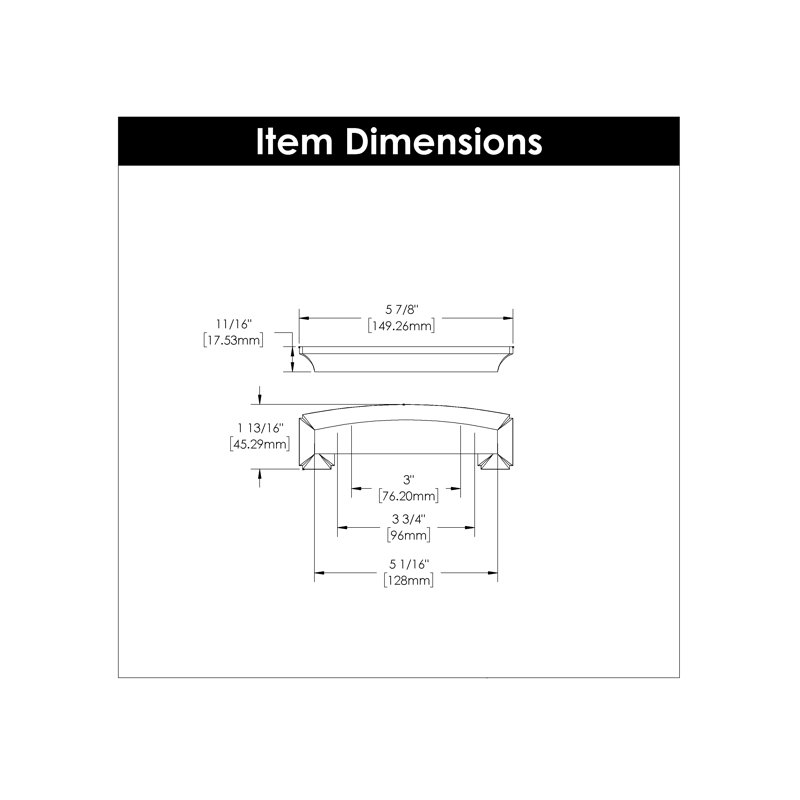 Poignée coupelle de la collection Bridges - Bouton d'armoire bronze huilé de 5-7 / 8 po x 1-13 / 16 po - Quincaillerie transitionnelle et déco pour tiroirs et armoires