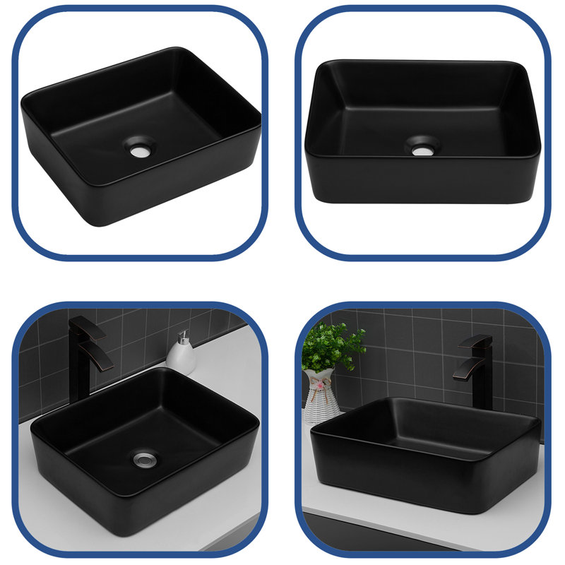 MONSFEST 15'' Ceramic Rectangular Bathroom Sink
