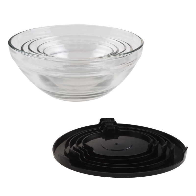 10-Piece Glass Bowls and Lids Set - with Multiple Bowl Sizes for Storage, Meal Prep, and Serving, Black