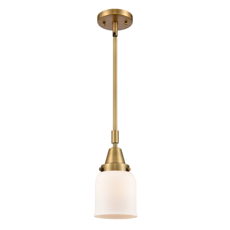 Lesher 1 - Light Single Pendant, 44.12" H x 5" W x 5" D, Brushed Brass, Matte White
