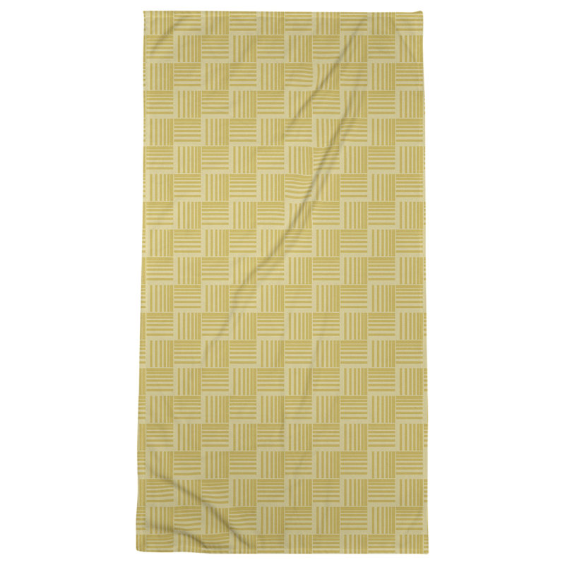 Serviette de bain à rayures Baskettressée classique, Jaune clair / jaune lin