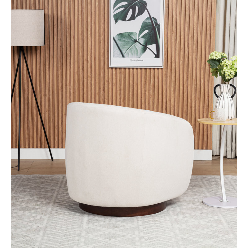 Bennett Upholstered Swivel Barrel Chair, Beige