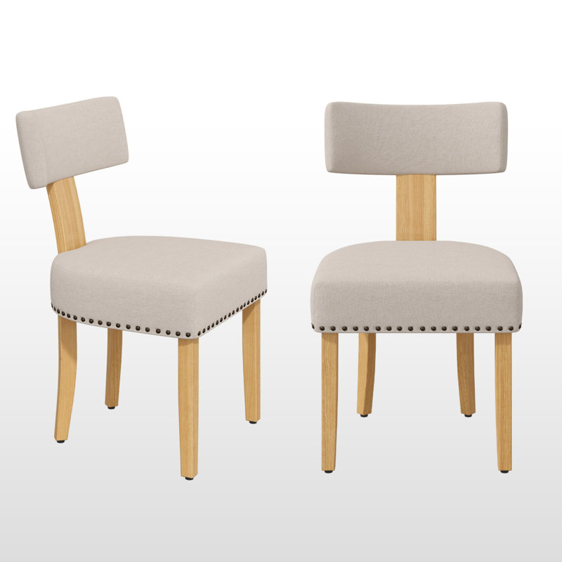 Ensemble de 2 chaises de salle à manger rembourrées Alimia, Beige, Beige
