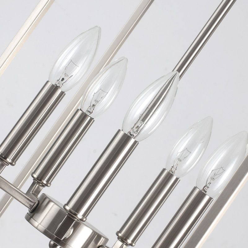 5 - Light Dimmable Lantern Square/Rectangle Chandelier, Brushed Nickel