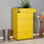 Commode moderne jaune avec 5 tiroirs et tablettes, 26,8 po x 42,5 po x 17,3 po | 100% panneau de particules enduit de mélamine, épaisseur: 0,6 pouce | Solution de rangement murale, élégante et fonctionnelle pour toute pièce-1196392511