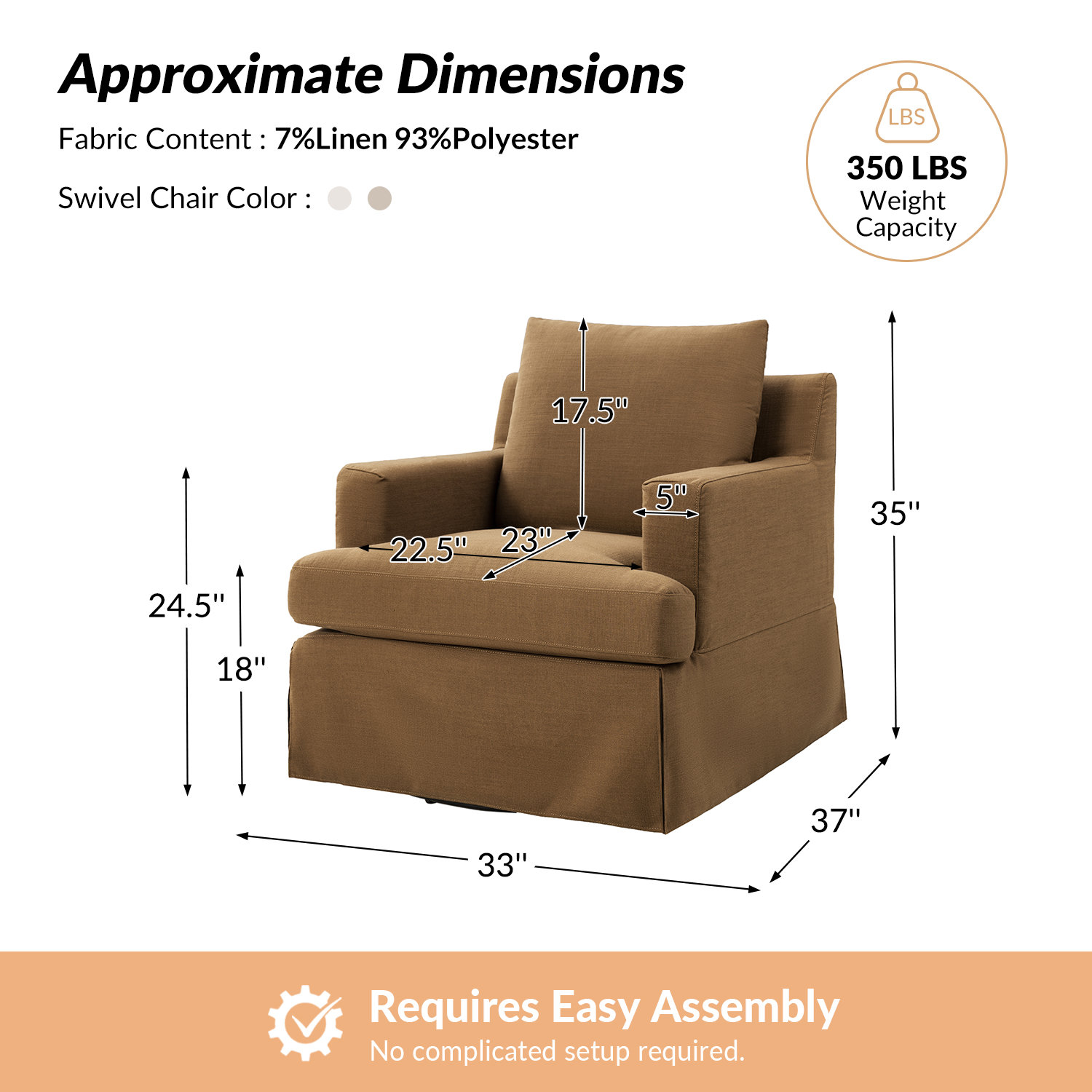 Lucie Swivel Armchair, Golden