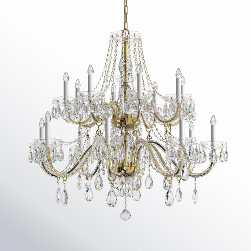 Wehr 16 - Light Dimmable Tiered Chandelier, Polished Brass, Majestic Wood Polished