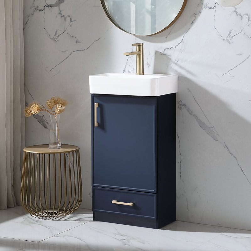 Arbutus 18'' Modern Free-standing Single Bathroom Vanity Set For Small Space, Blue