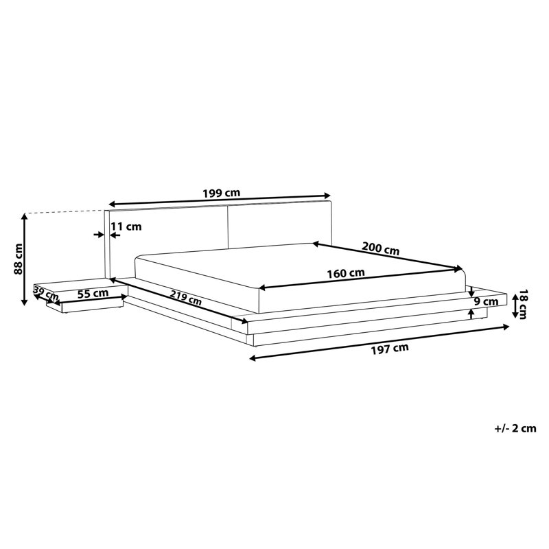 Hargett Upholstered Bed, European Kingsize (160 x 200 cm)