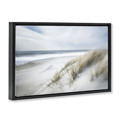 Beach Grass Landscape Black Framed Floater Canvas Wall Art, design by Lazar Studio