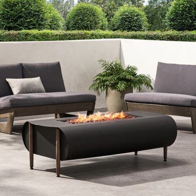 Rectangle Fire Pit 50,000btu - Dark Gray Iron Outdoor Ambiance Fireplace Rectangular Heat Enhancer