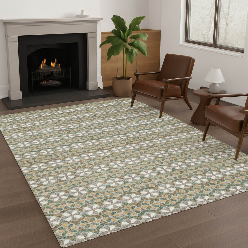 Machine Washable Indoor/Outdoor Chantille ACN2695 Stripes Rug, Basil, 5' x 7'6"