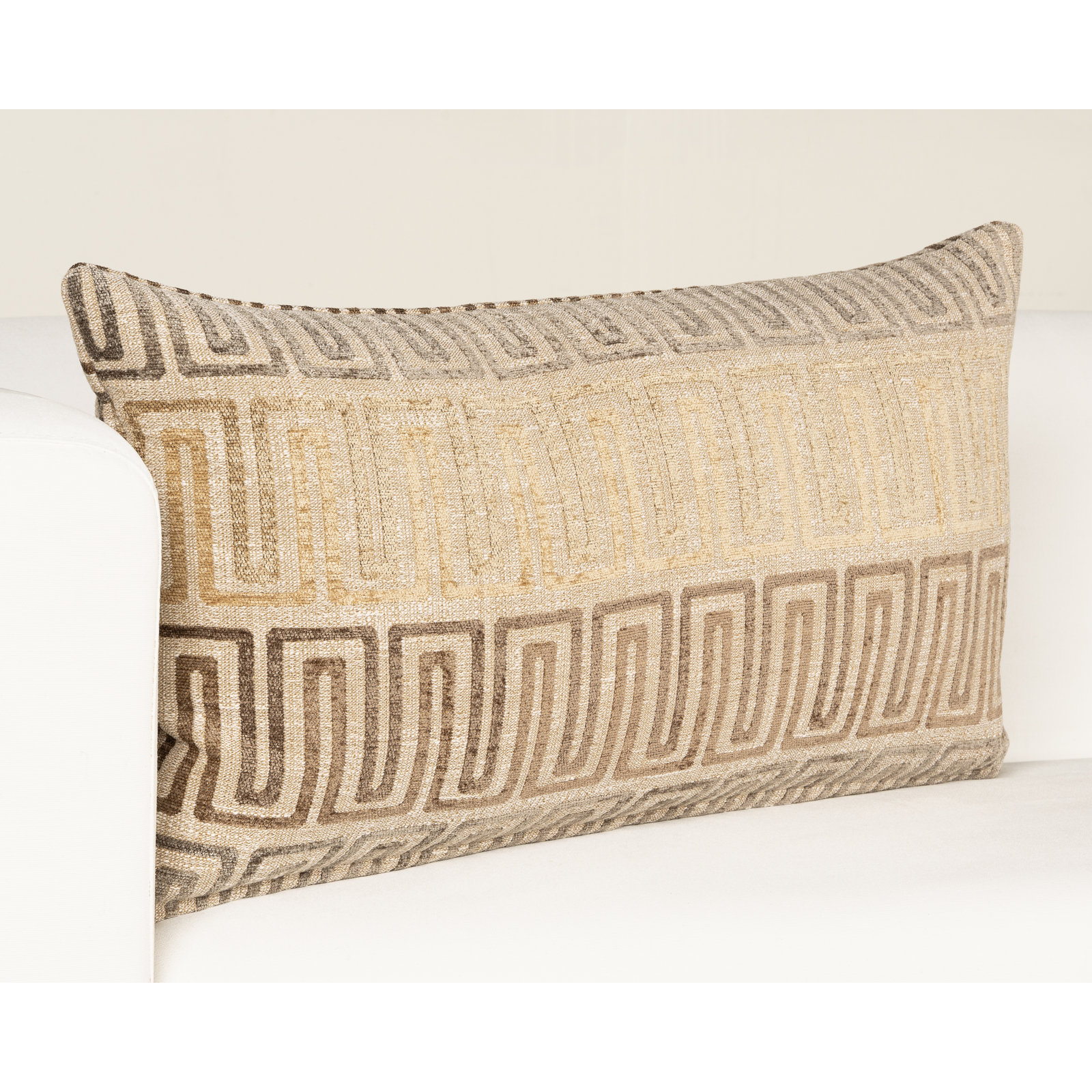 Floating Cubes Accent Pillow, Sand Geometric, Polyester, Rectangle 12"H x 21"W