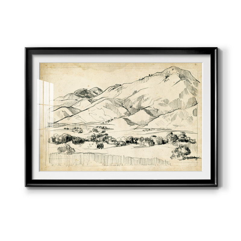 Mountain Sketch I " Mountain Sketch I ", Black Framed Paper, 26.5" H x 36.5" W x 1" D, White