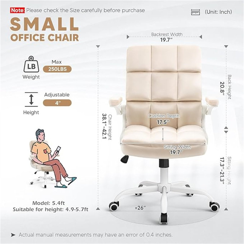 Chaise de bureau avec roulettes SEATZONE, Tissu, Blanc / beige