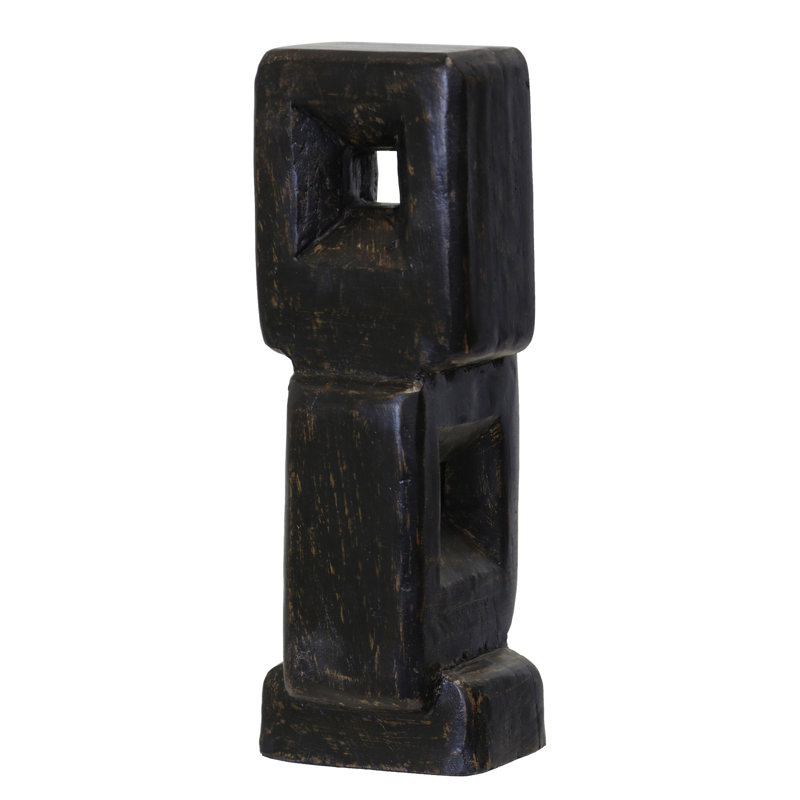 Renner - Wood Block Stacked - Black - 4" x 4" x 13"