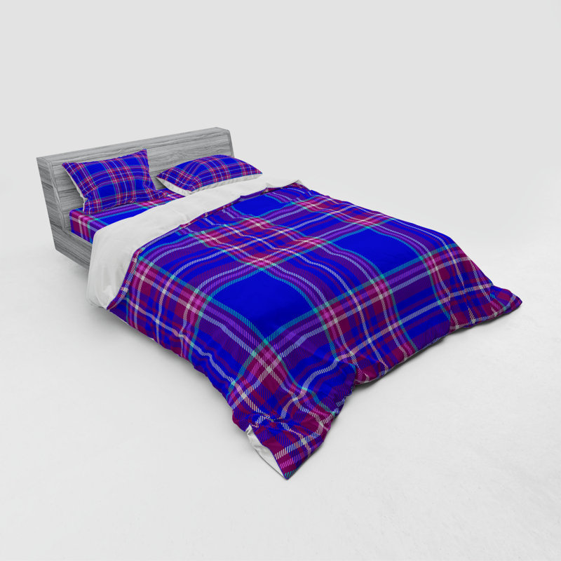 Farmhouse / Country Polyester Plaid Duvet Cover, Queen Duvet Cover + 3 Additional Pieces, Red