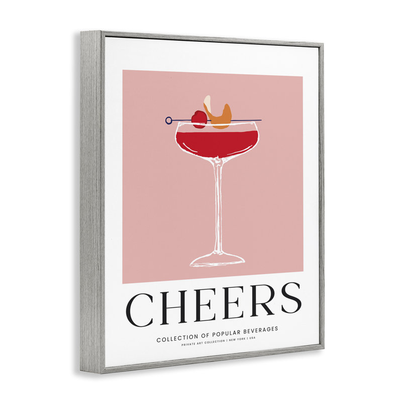 Giclée encadrée Minimal Cheers, Estampe numérique Farmhouse, H 14 po x l 11 po