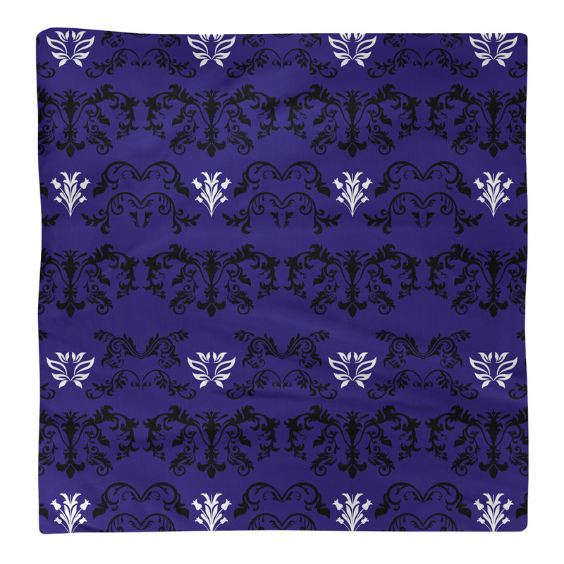 Damask Square Napkin, Black/Purple/White, Cotton, 10" W x 10" L