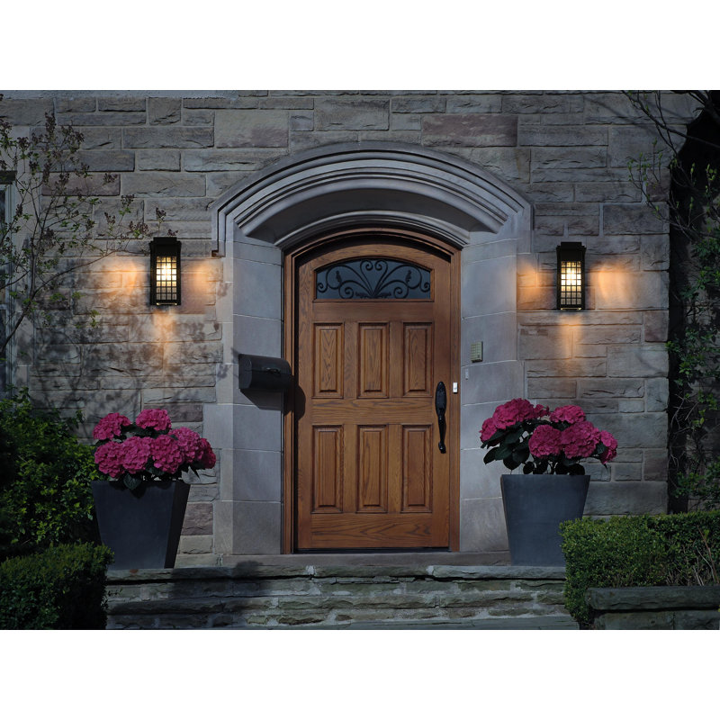 Alcaraz Outdoor Wall Sconce in Black, 12" H x 5" W x 5" D