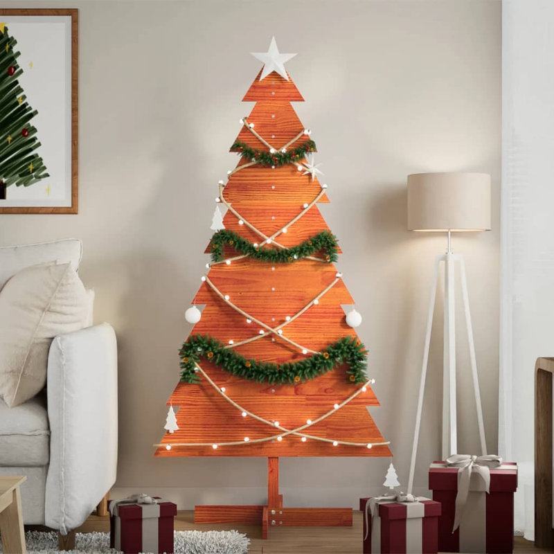 Wood Holiday Shaped Ornament, 150cm H x 76cm W x 50cm D, Wax Brown