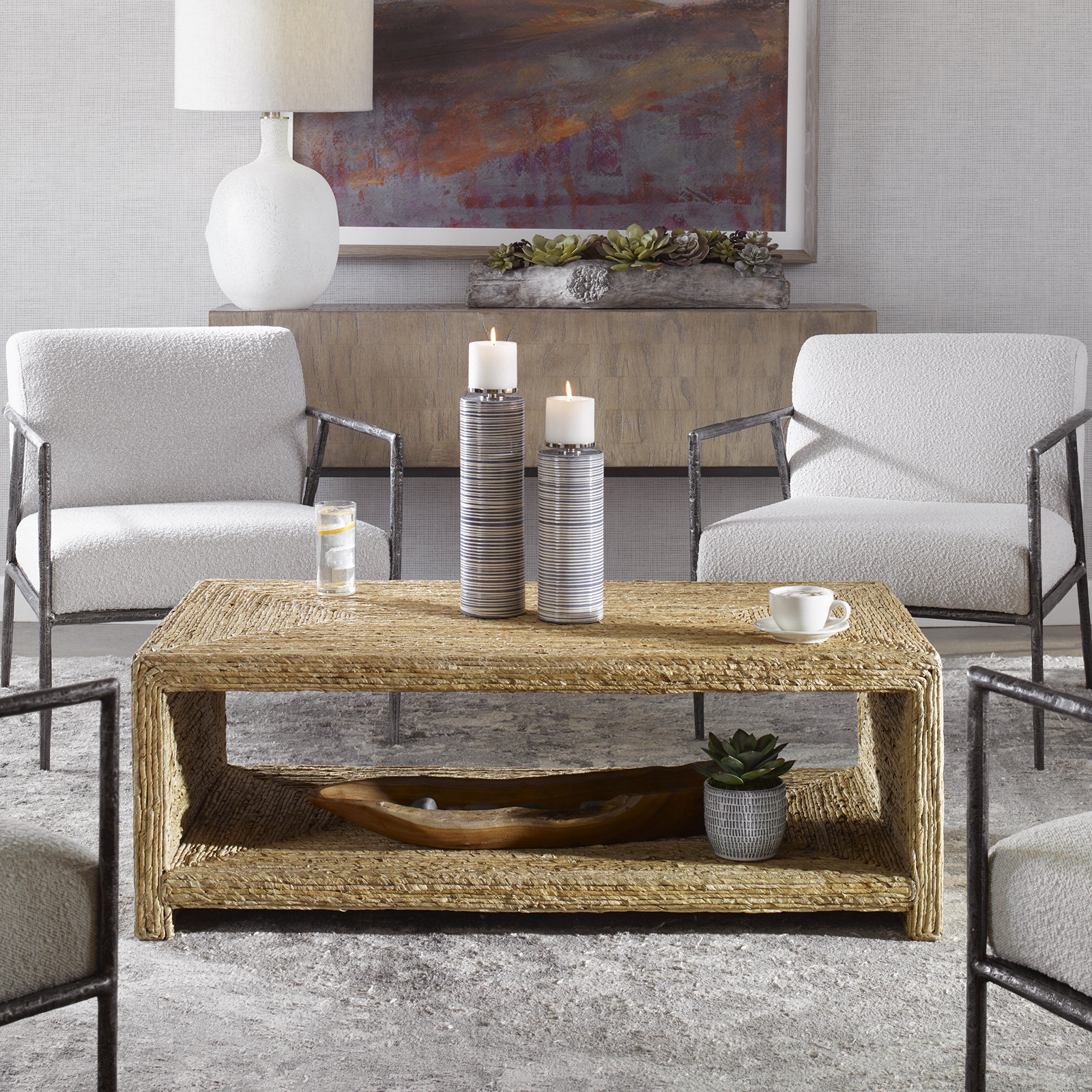 Evana Open Storage Woven Coffee Table