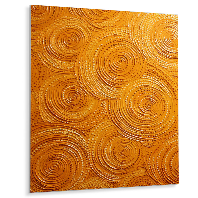 «Abstract Orange Swirl Collages VI», art mural abstrait en métal, H 20 po x l 12 po x P 1 po