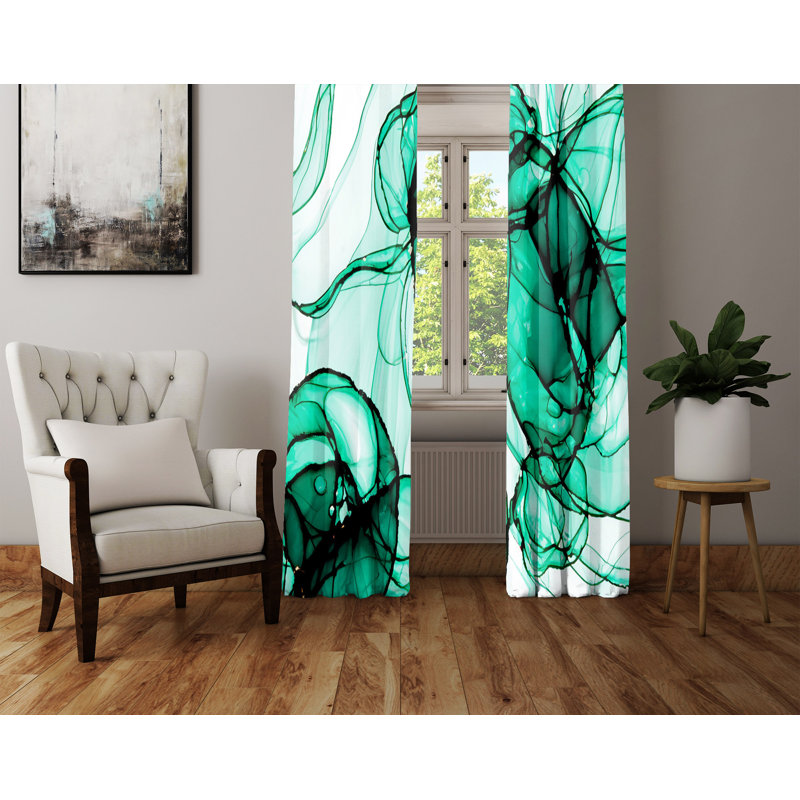 Paire de rideaux semi-transparents en polyester Elizaida, L 20 po x L 52 po