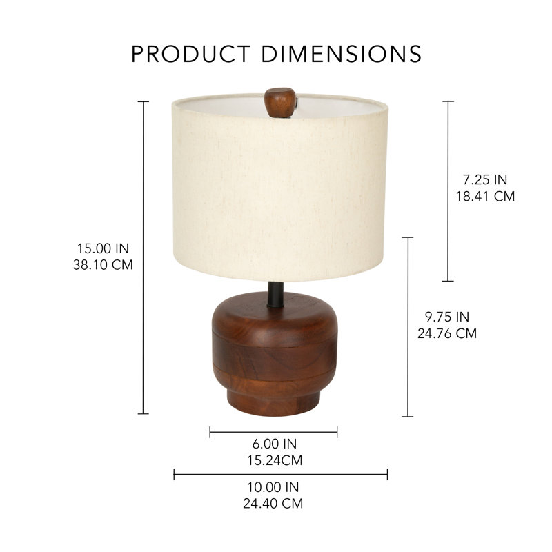 Gren Wooden Table Lamp Round With Shade - White