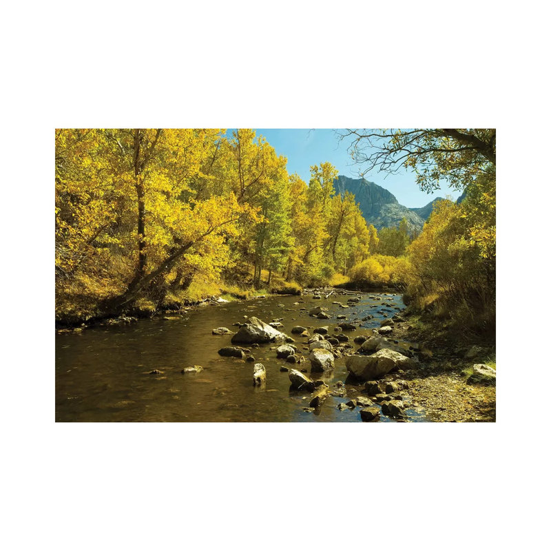 Lake With Mountain Range In The Background, Loop Falls, June Lake, California, USA - Wrapped Canvas Print