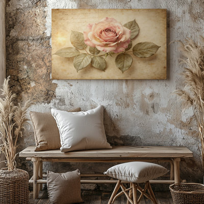 Reproduction d'art rétro sur toile botanique floral rose rétro pour le salon, la chambre à coucher, le bureau, le couloir, le vestibule, le mur de la galerie et la décoration intérieure moderne