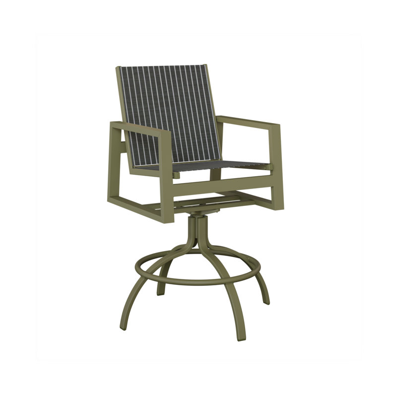 Chaise berçante pivotante en aluminium Ohlson, Whisper rayé bleu marine, Aluminium vert sauge