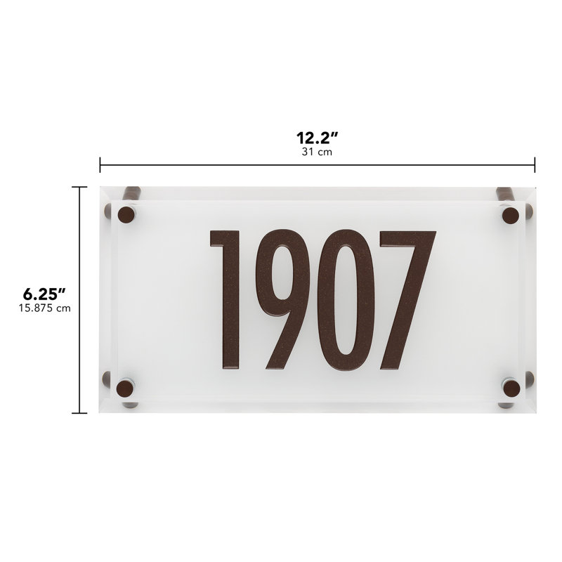 Frosted Beveled Crystal Futura Engraved 1-Line Address Sign, Dark Bronze, Yes