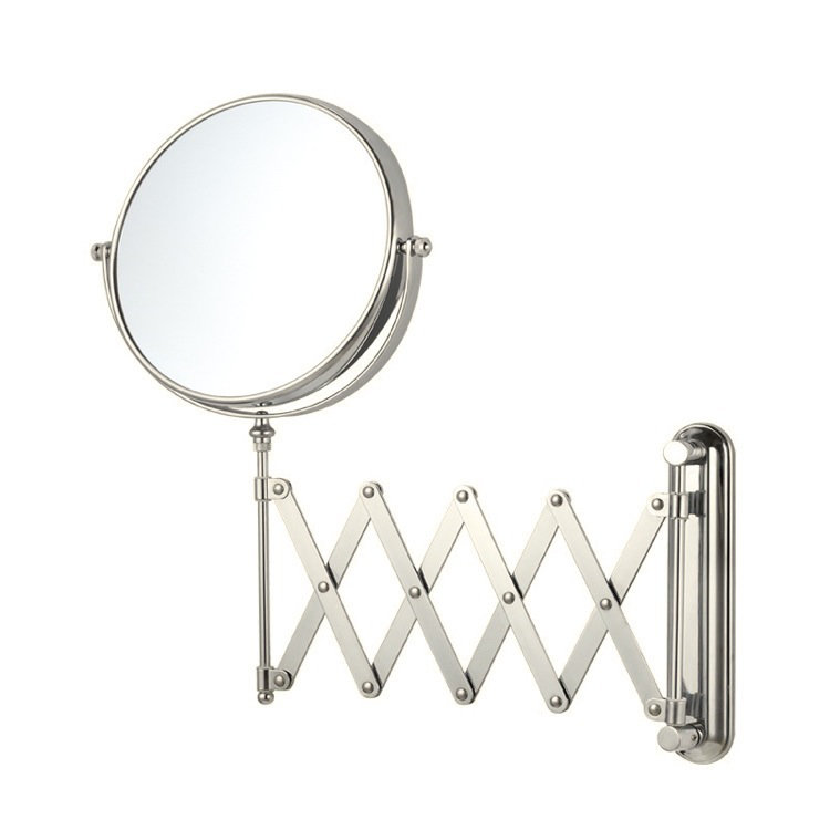 Miroir de maquillage/rasage fixé au mur Hilaire, Nickel satiné