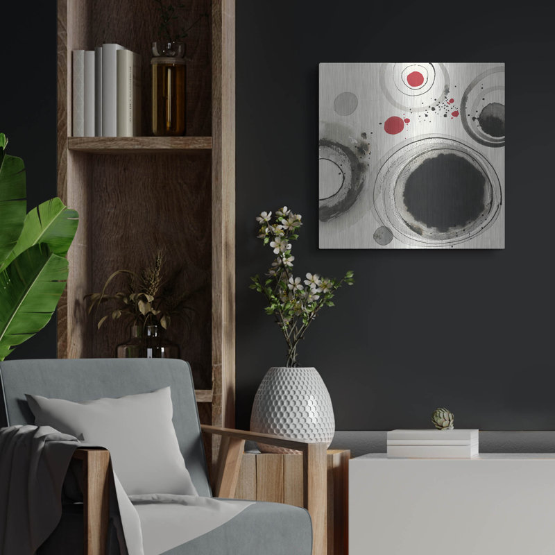 Ivy Bronx, art mural en métal «Planétal 4 avec rouge» par Shirley Novak, 24 po x 24 po, H 24 po x l 24 po