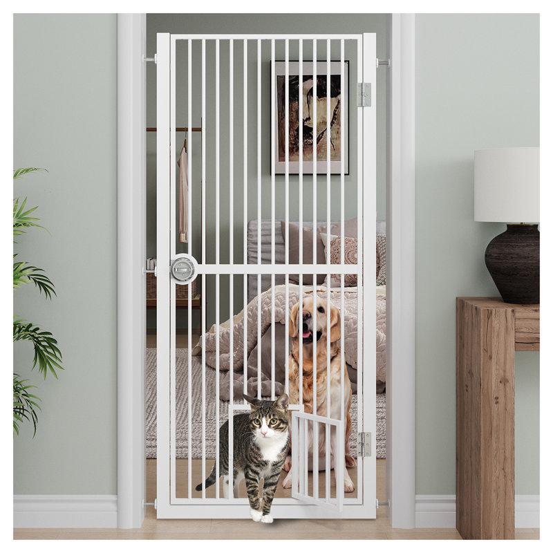 Barrière de sécurité réglable pour animaux 61 ", très haute 61", fer blanc
