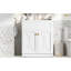 Meuble-lavabo de salle de bain avec lavabo en céramique, armoire de rangement de salle de bain avec portes à fermeture douce-347954261