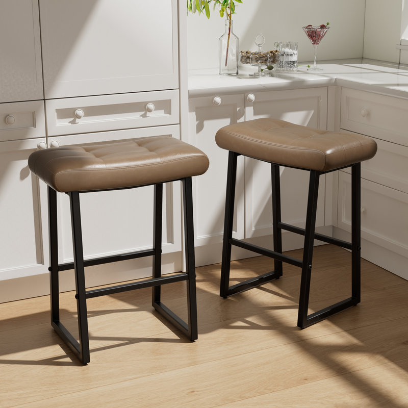 Counter Stool with Metal Frame, Black, Coffee