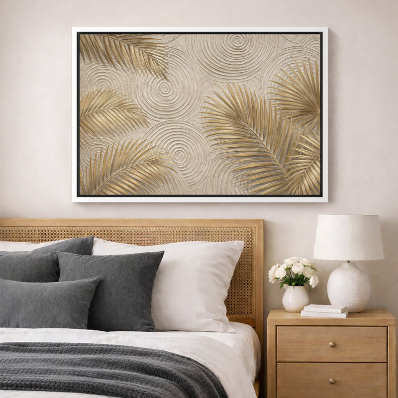 Art de feuilles de palmier, photos de conception naturelle, impression sur toile encadrée, H 24 po x l 36 po x P 1,5 po