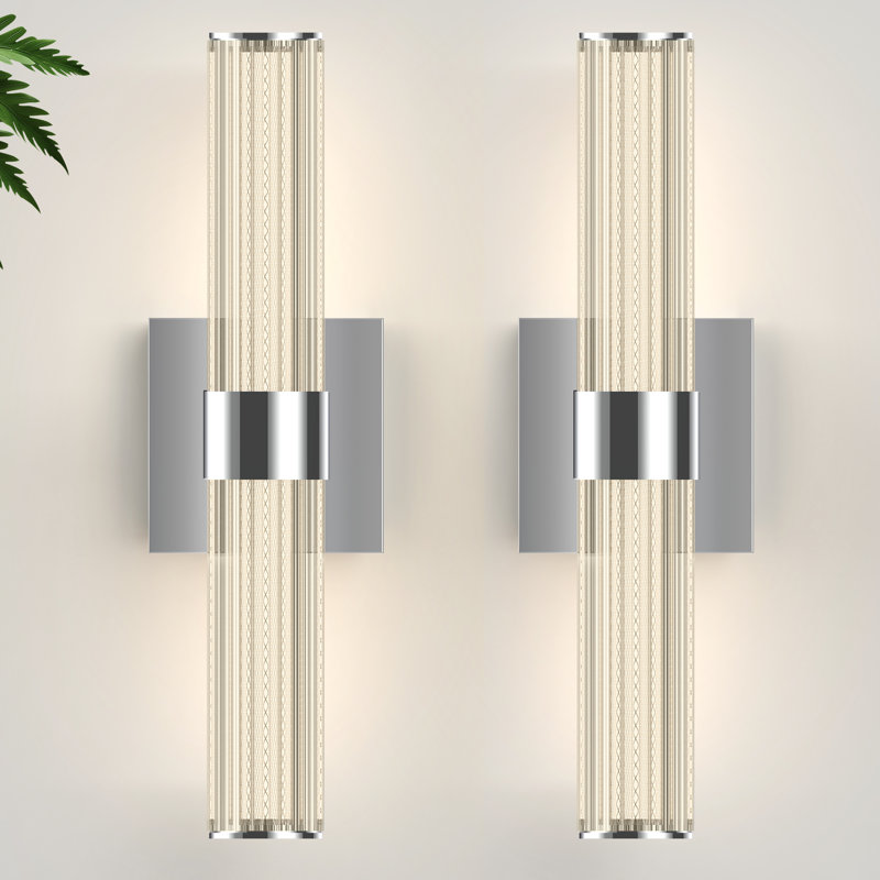 14 In. Cylinder Dimmable Indoor Led Wall Sconces With Glass Shade
