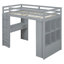 Lit mezzanine simple gris avec tablettes monumentales, bureau et tablettes luxueuses gris-372709221