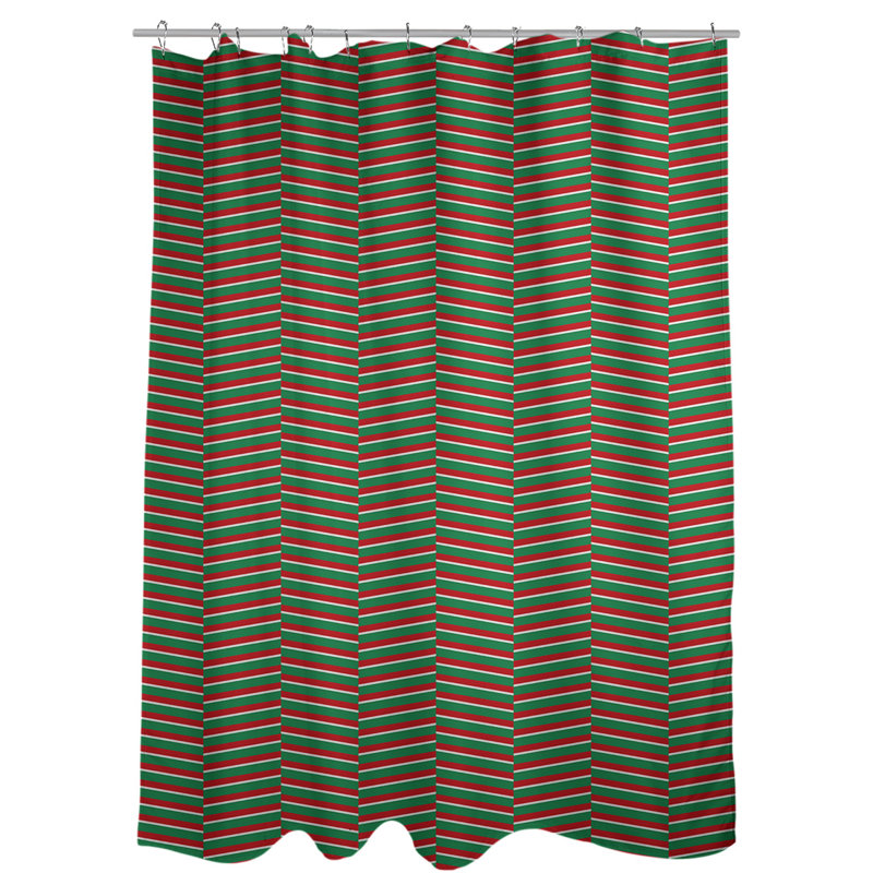 Striped Shower Curtain, Green/Red, Yes