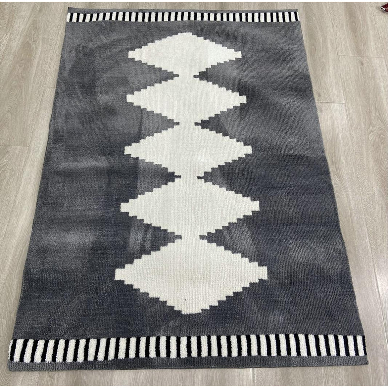 Polyester round machine grey white back roll up carpet, Rectangle 8' x 10'