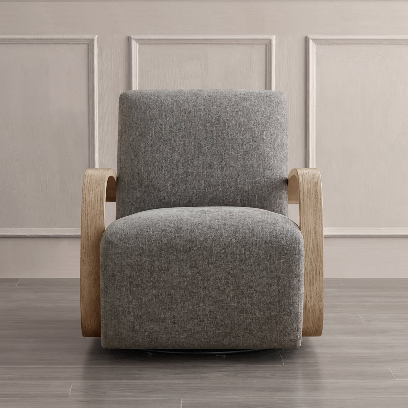 Fauteuil Winham Brehana, Mélange de lin fossile ardoise, Bois de frêne flottant