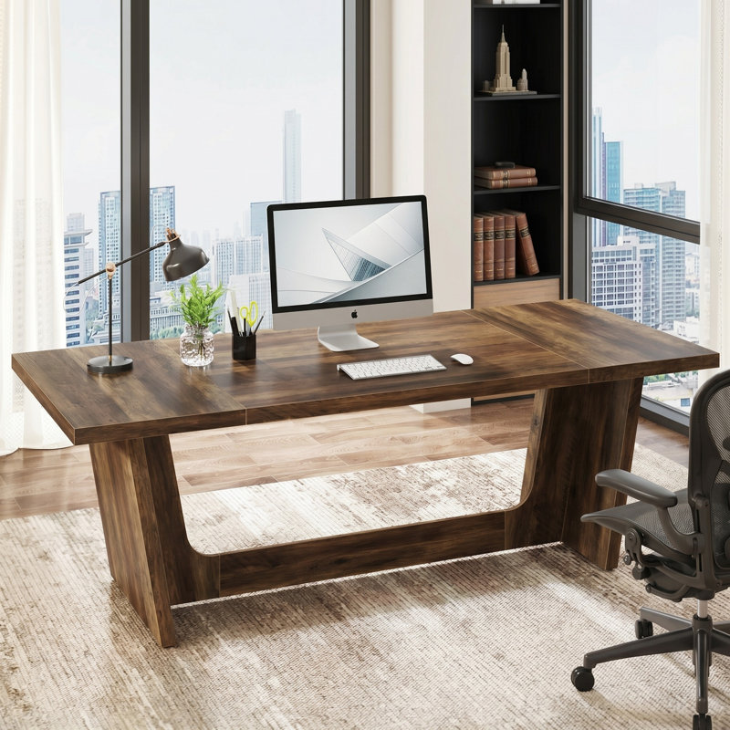 Bureau de direction en bois manufacturé l 70,9 po Delitha, Brun