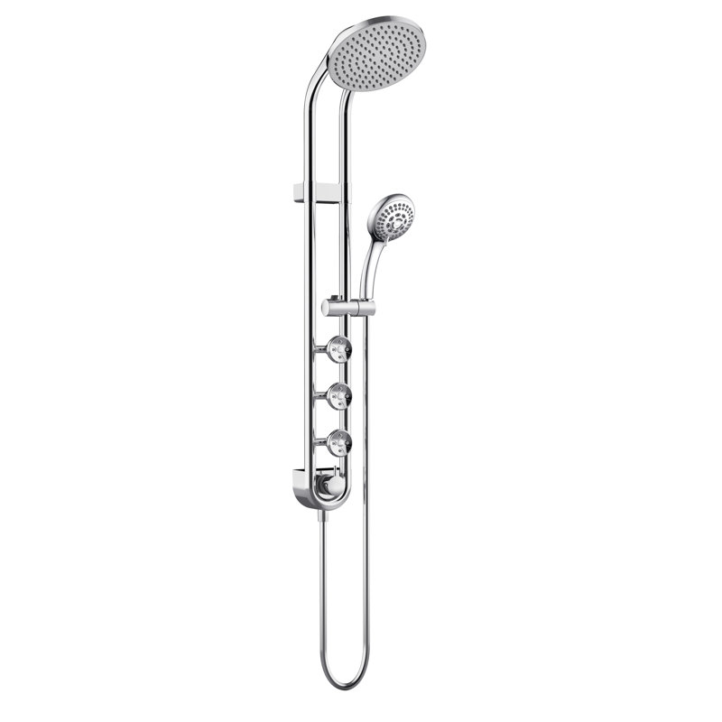 Système de douche à jet de pluie 8 po avec jets à 3 corps et douche à main multifonctionnelle Saturn Chrome