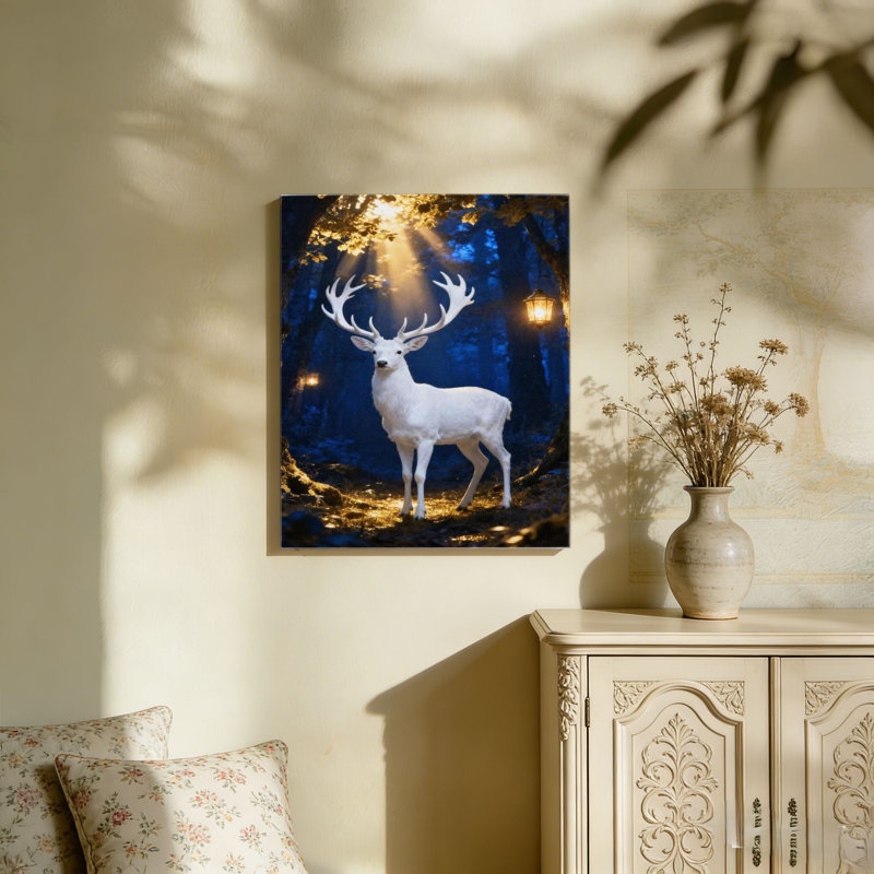 A White Deer in The Forest